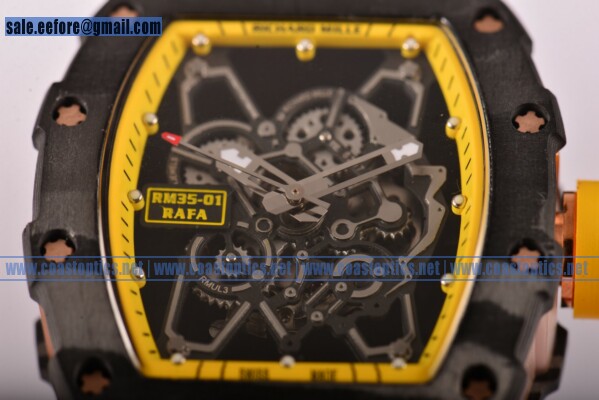 Richard Mille RM35-01 1:1 Replica Watch Carbon Fiber Yellow Rubber Strap (GF)